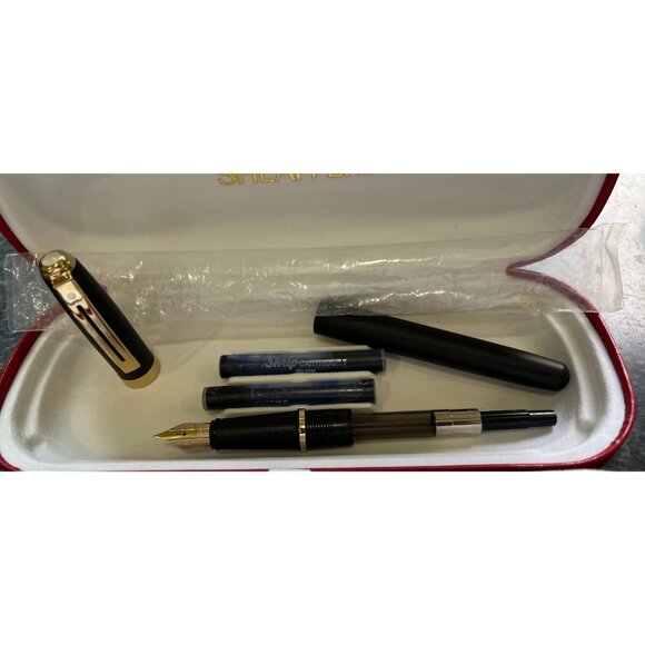 Vtg Sheaffer Prelude Fountain Pen White Dot Black Matte with 22K Gold Plate - Picture 4 of 9